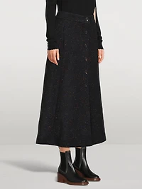 A-Line Tweed Midi Skirt