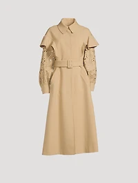 Ruffled Wool Trench Coat