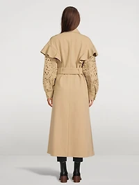 Ruffled Wool Trench Coat