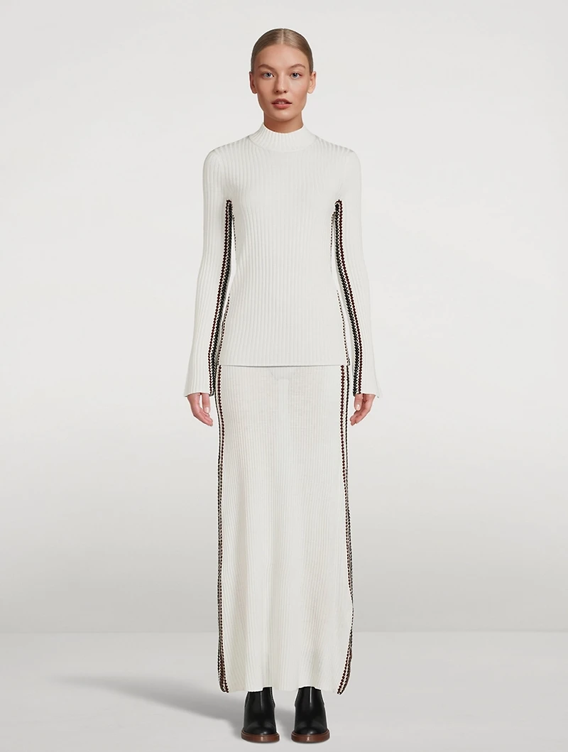 Ribbed Wool Maxi Skirt