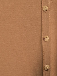 Buttoned Long-Sleeve Wool Dress