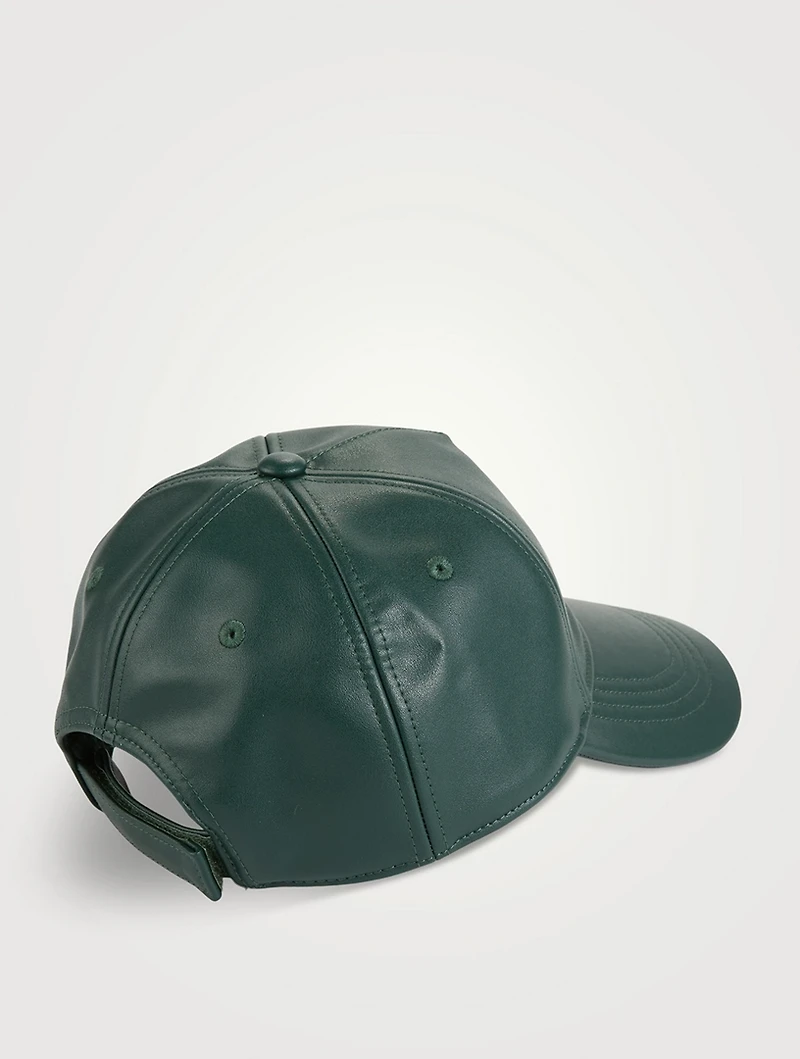 Faux Leather Embossed Logo Baseball Cap