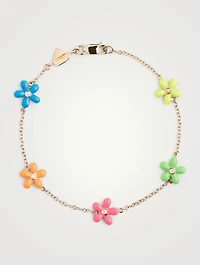 14K Gold Wildflower By Yard Bracelet With Diamonds