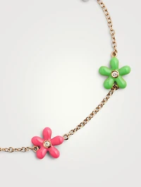 14K Gold Wildflower By Yard Bracelet With Diamonds