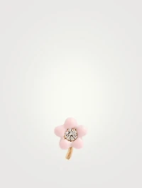 14K Gold Tiny Flower Stud Earring With Diamonds