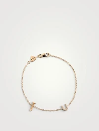 14K Gold Screw U Bracelet With Diamonds