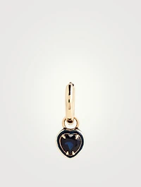14K Gold Heart Cocktail Huggie Earring With Sapphire