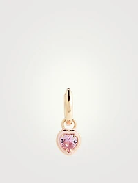 14K Gold Heart Cocktail Huggie Earring With Pink Sapphire