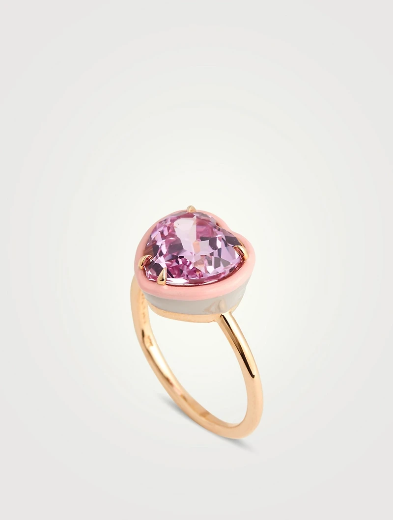 14K Gold Heart Cocktail Ring With Pink Sapphire