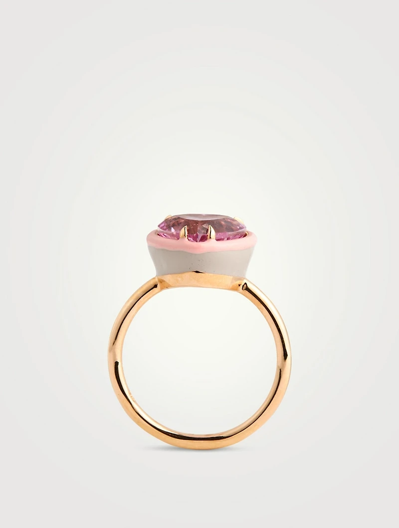 14K Gold Heart Cocktail Ring With Pink Sapphire