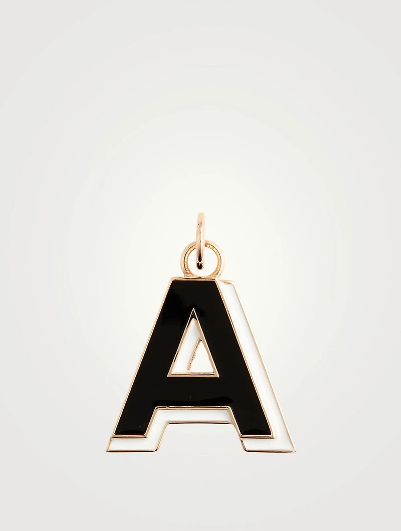 14K Gold Double Enamel Letter Shadow Charm