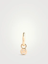 14K Gold Tiny Smile Huggie Earring With Diamonds