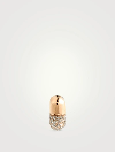 14K Gold Tiny Pill Stud Earring
