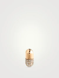 14K Gold Tiny Pill Stud Earring