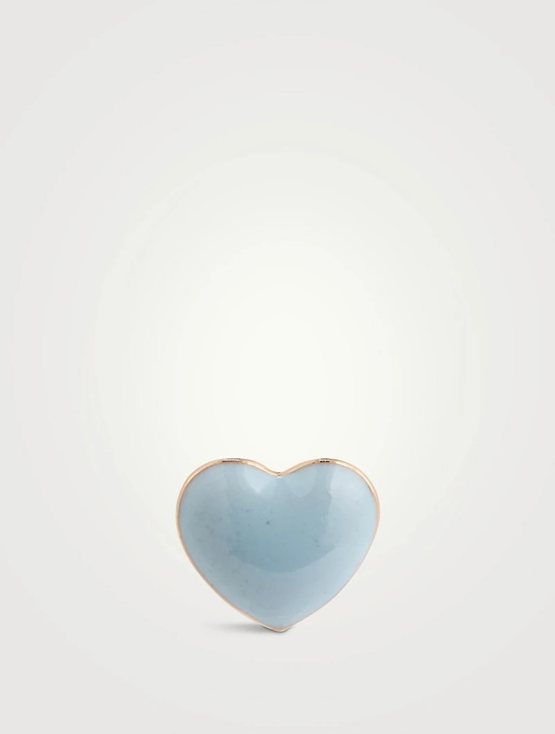 14K Gold Mini Puffy Heart Stud Earring