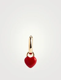 14K Gold Tiny Enamel Heart Huggie Earring