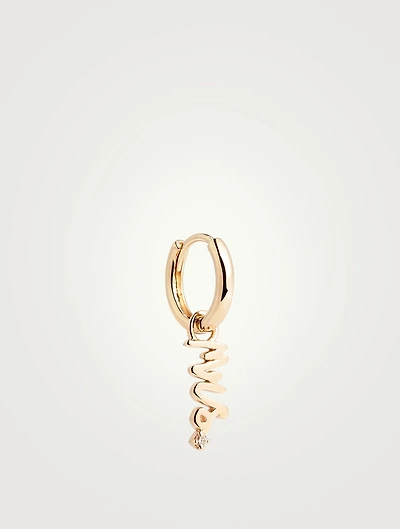 14K Gold Mrs. Huggie Earring With Diamonds