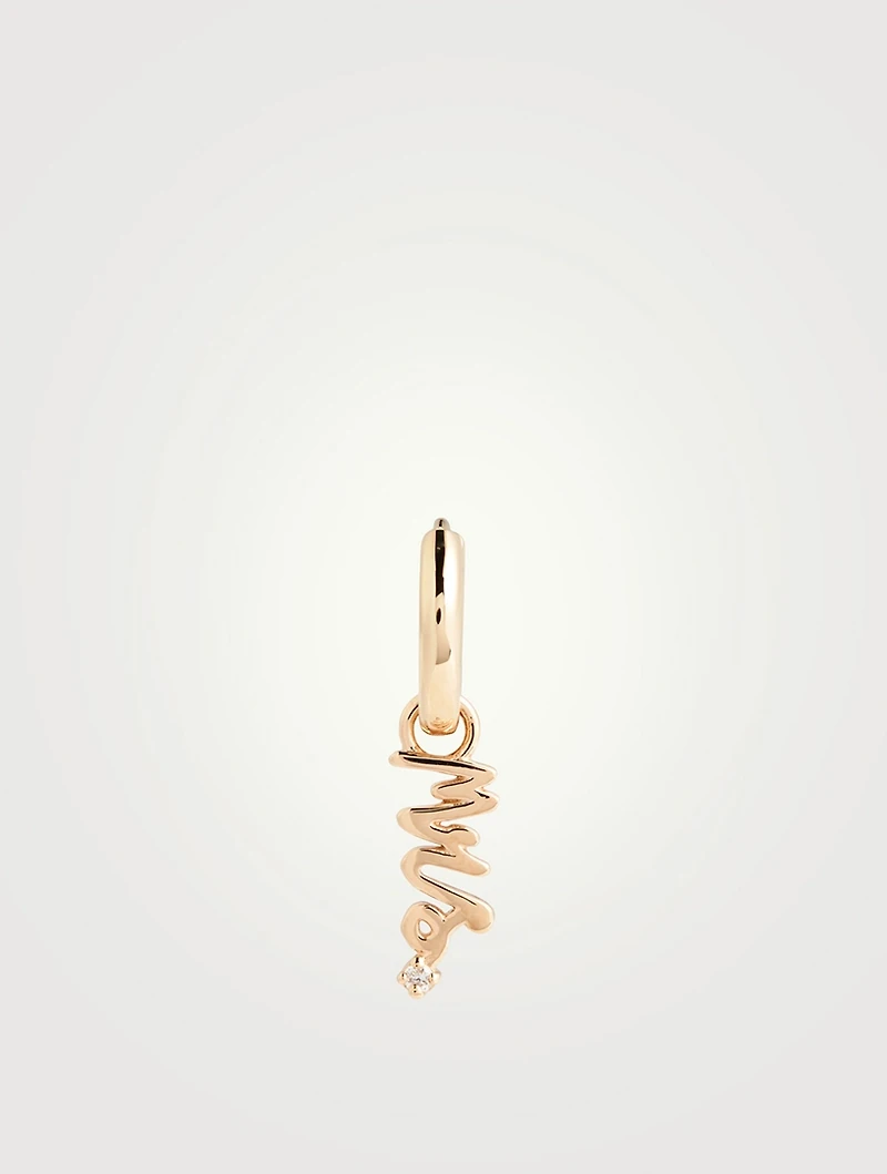 14K Gold Mrs. Huggie Earring With Diamonds