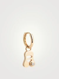 14K Gold Stellar Letter 'A' Huggie Earring With Diamonds