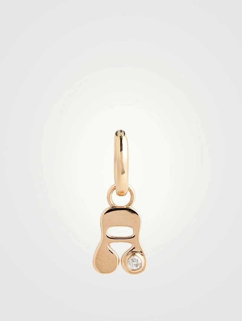 14K Gold Stellar Letter 'A' Huggie Earring With Diamonds