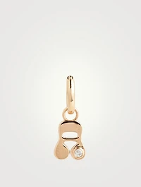 14K Gold Stellar Letter 'A' Huggie Earring With Diamonds