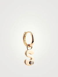14K Gold Stellar Letter 'S' Huggie Earring With Diamonds