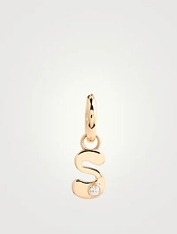 14K Gold Stellar Letter 'S' Huggie Earring With Diamonds