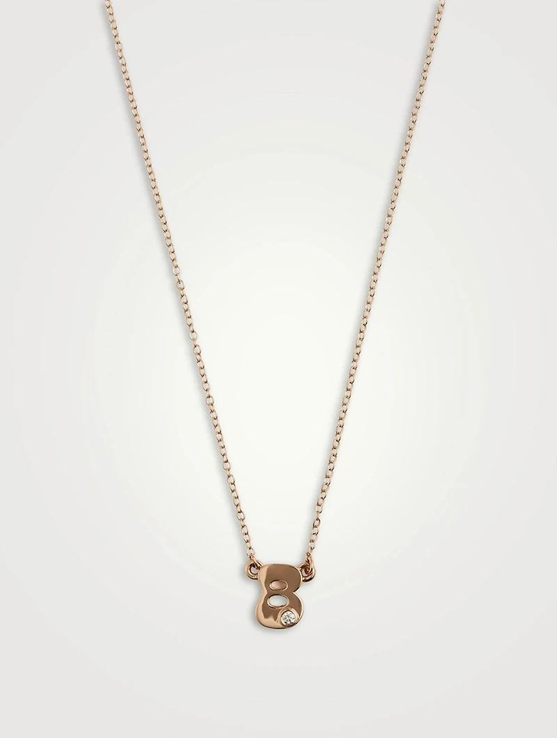 14K Gold Mini Stellar Letter 'B' Necklace With Diamonds