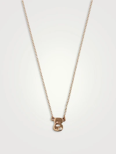 14K Gold Mini Stellar Letter 'B' Necklace With Diamonds