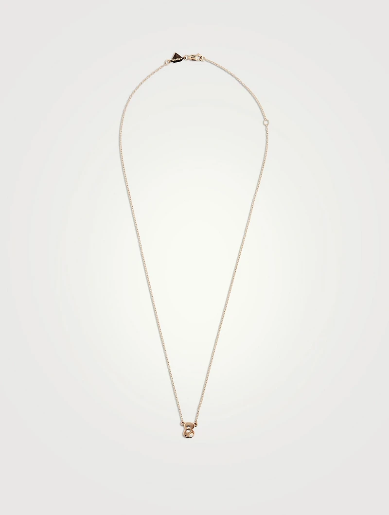 14K Gold Mini Stellar Letter 'B' Necklace With Diamonds
