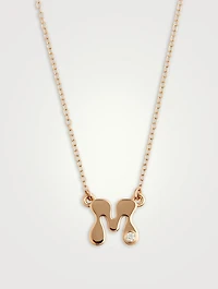 14K Gold Mini Stellar Letter 'M' Necklace With Diamonds