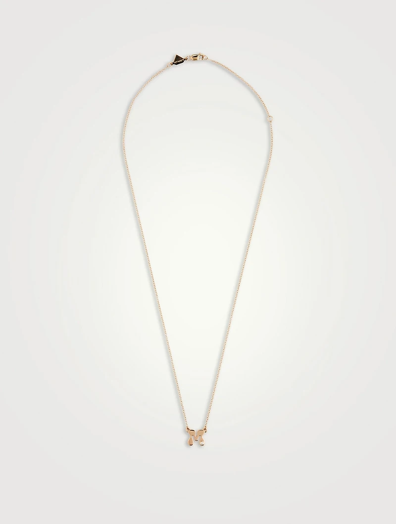 14K Gold Mini Stellar Letter 'M' Necklace With Diamonds
