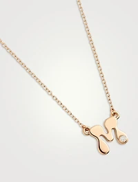 14K Gold Mini Stellar Letter 'M' Necklace With Diamonds