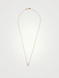 14K Gold Mini Stellar Letter 'T' Necklace With Diamonds