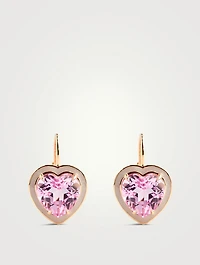 14K Gold Heart Cocktail Drop Earrings With Pink Sapphire