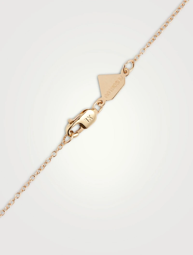 14K Gold Enamel Letter 'A' Shadow Necklace With Diamonds