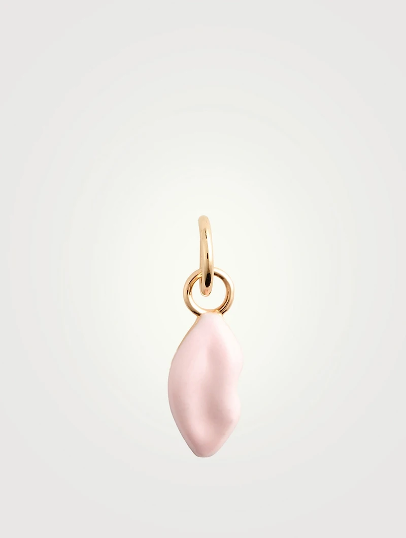 14K Gold Enamel Lip Charm