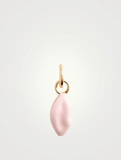 14K Gold Enamel Lip Charm