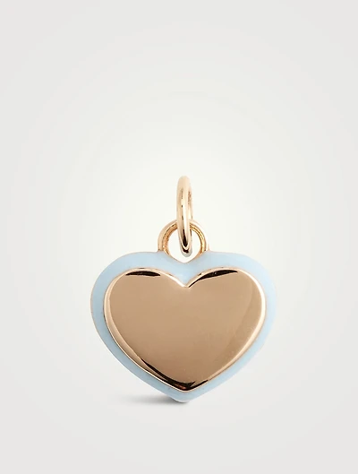 14K Gold Enamel Puffy Heart Charm