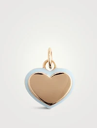 14K Gold Enamel Puffy Heart Charm