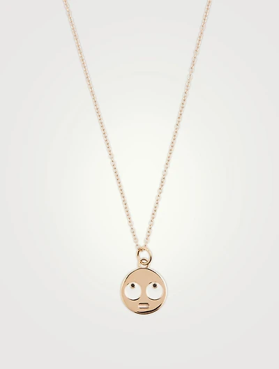 Medium 14K Gold Eye Roll Necklace With Black Diamonds