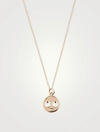 Medium 14K Gold Eye Roll Necklace With Black Diamonds