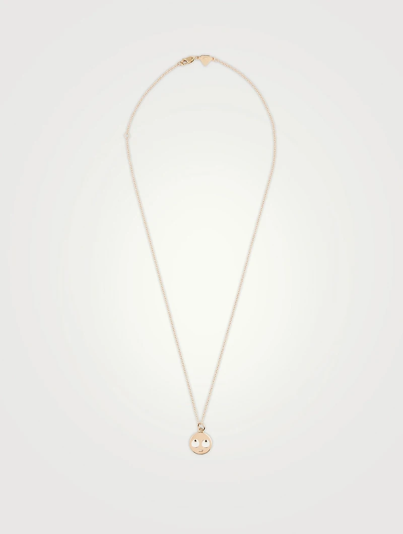 Medium 14K Gold Eye Roll Necklace With Black Diamonds