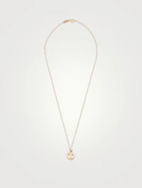 Medium 14K Gold Eye Roll Necklace With Black Diamonds