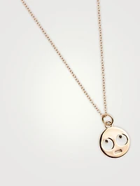 Medium 14K Gold Eye Roll Necklace With Black Diamonds