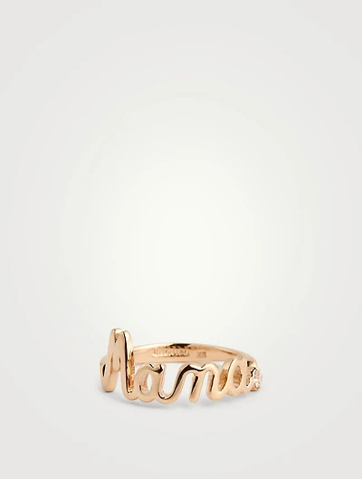 14K Gold Mama Ring With Diamond