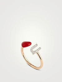 14K Gold Love U Ring With Diamonds