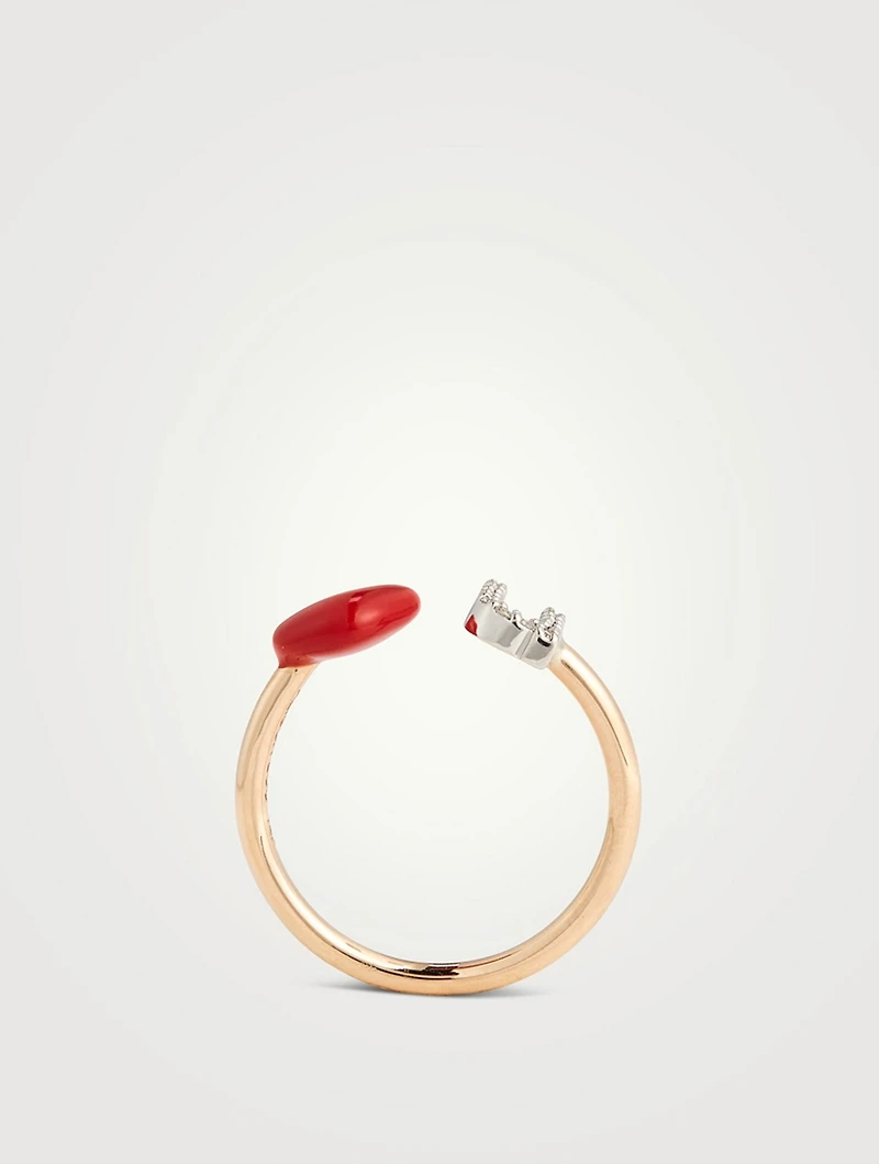 14K Gold Love U Ring With Diamonds