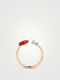 14K Gold Love U Ring With Diamonds