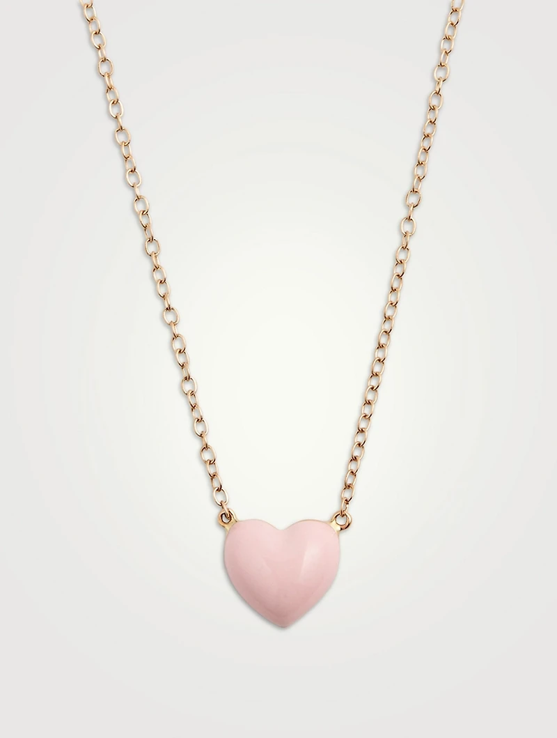 14K Gold Enamel Heart Necklace